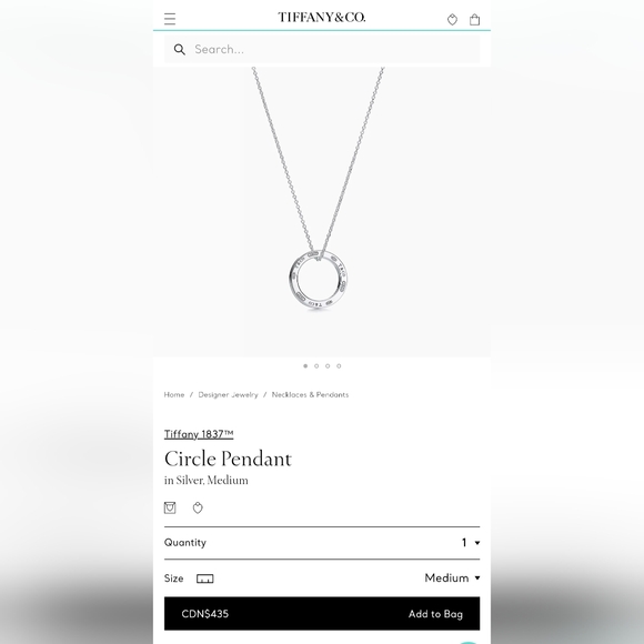 Tiffany & Co. 1837 silver circle pendant necklace - Picture 4 of 7